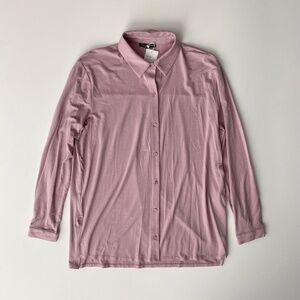 Eileen Fisher Nwt Fine Jersey Classic Collar Long Sleeve Shirt Top Icy Plum